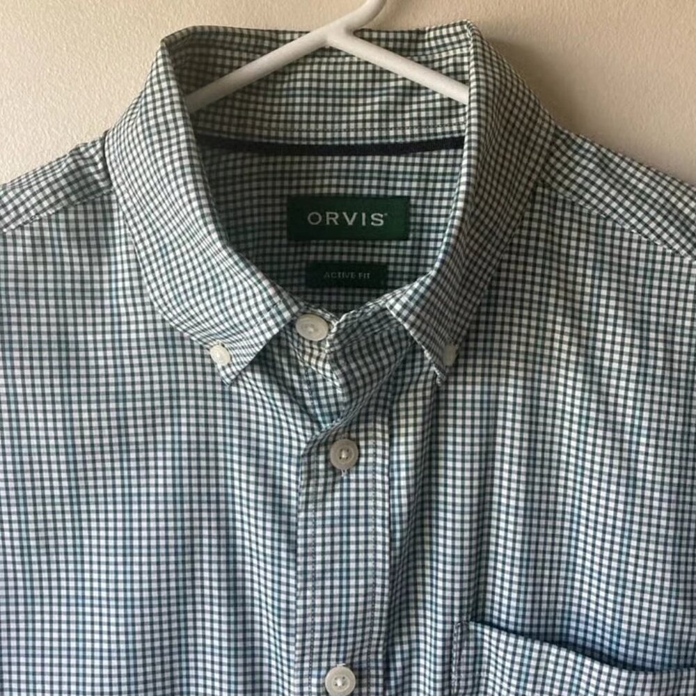 ORVIS Active Fit Moisture Wick Stretch Lightweight Casual Button Down Shirt